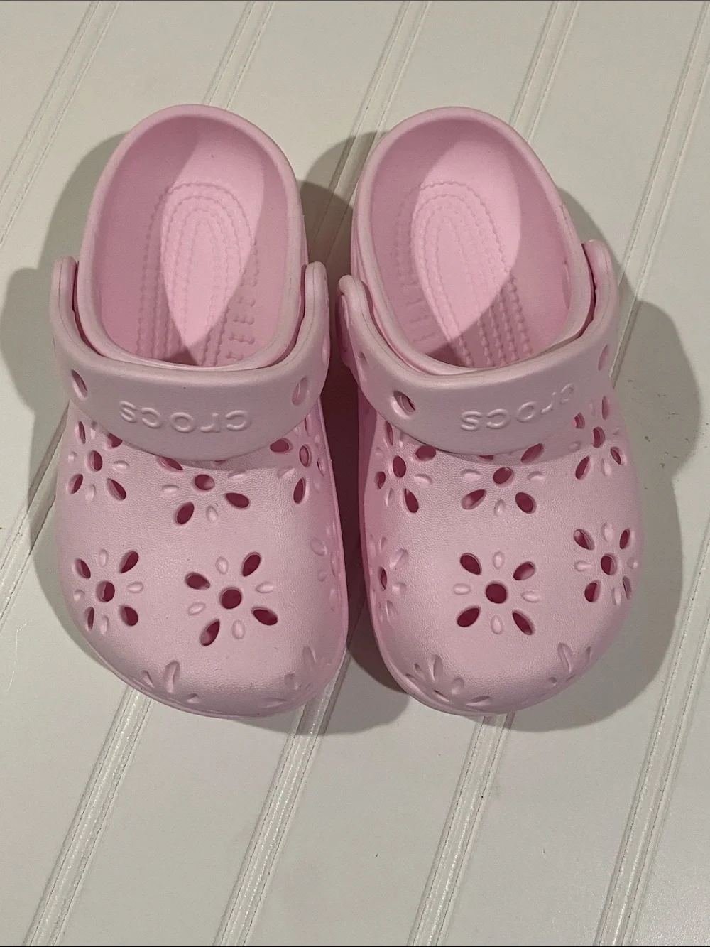 Crocs Kids Classic Floral Cut Out Clog - Light Pink Toddler Size 9